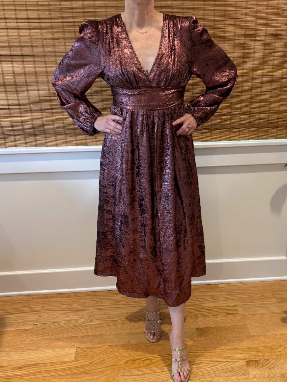 Plum Metallic Midi dress